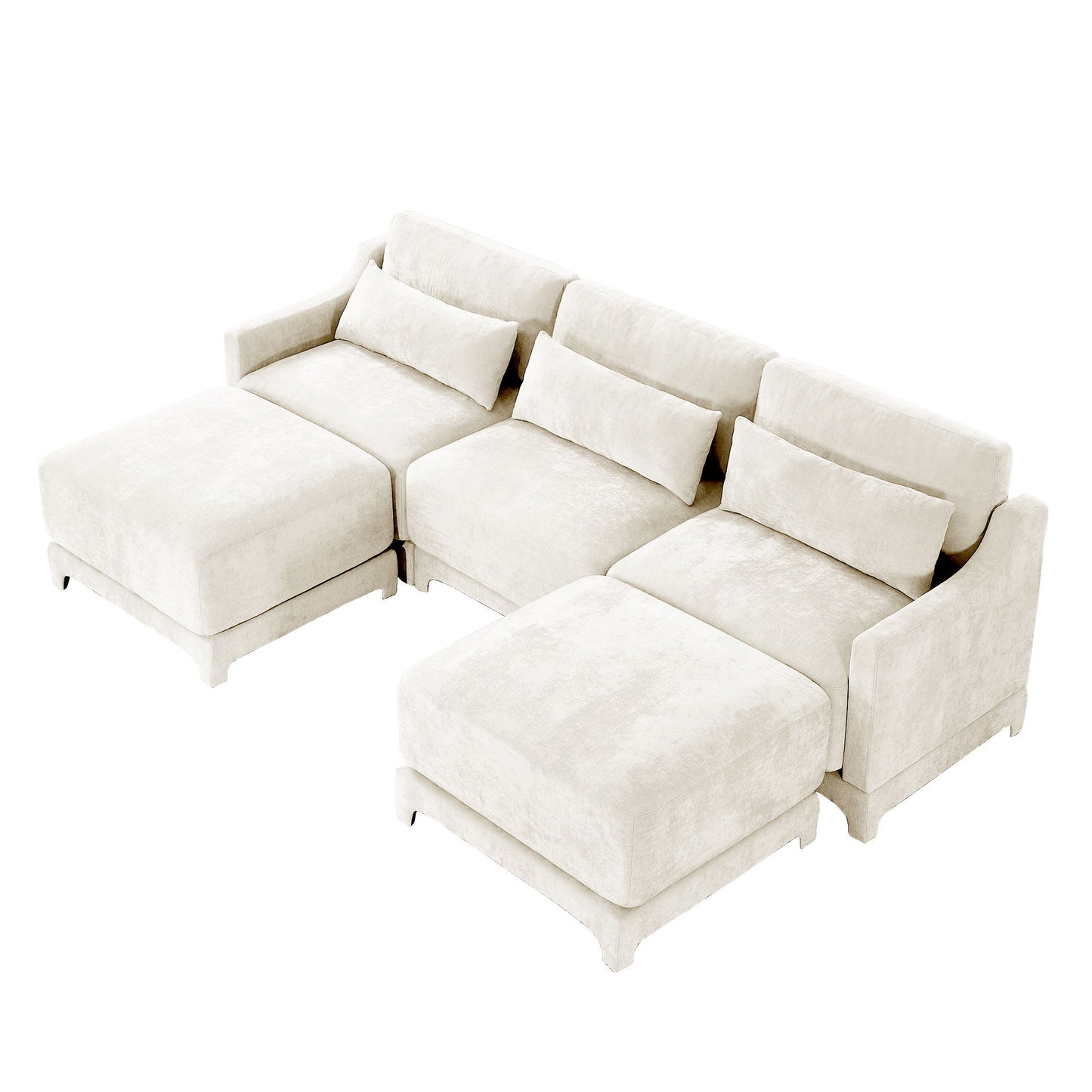 Stylish Sofa With Ottoman And Lumbar Pillows, Ergonomic Design Home Essentials