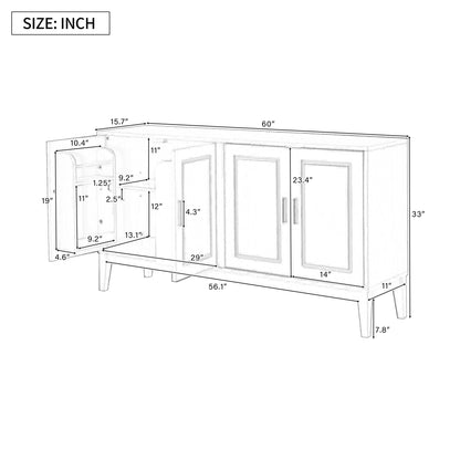 4 Door Sideboard Storage Cabinet With Door Shelf Noble House
