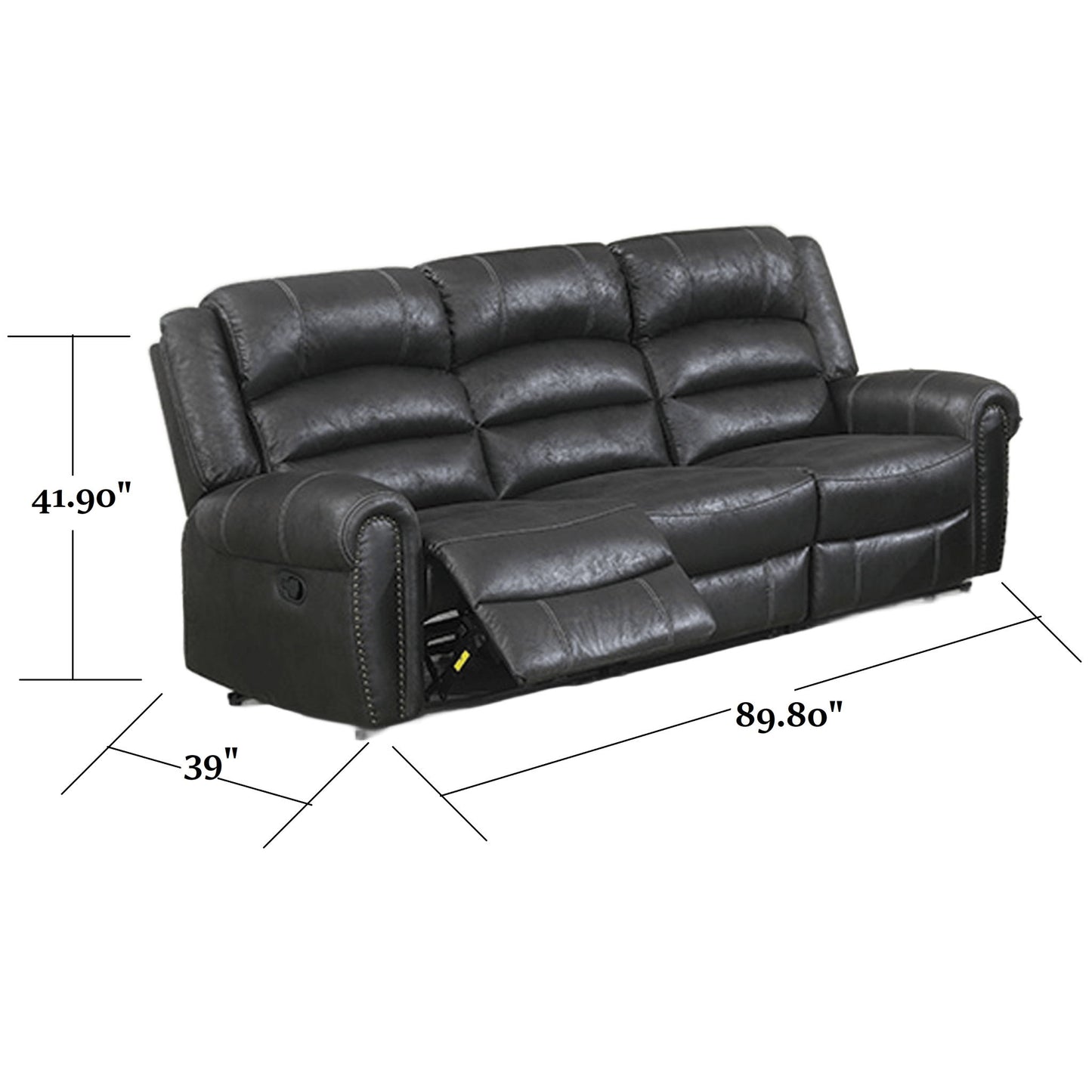 Power Reclining Sofa With Built In USB Port - Black Home Essentials