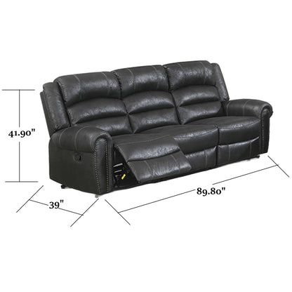 Power Reclining Sofa With Built In USB Port - Black Home Essentials