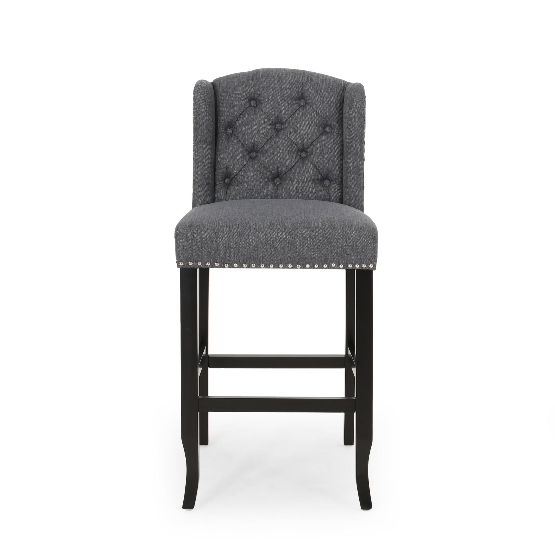 Vienna - Contemporary Fabric Tufted Wingback Counter Stools (Set of 2) Noble House
