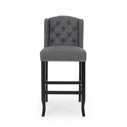 Vienna - Contemporary Fabric Tufted Wingback Counter Stools (Set of 2) Noble House