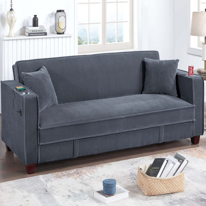 Modern Convertible Sofa With Hidden Storage USB Port, Cup Holder Home Essentials