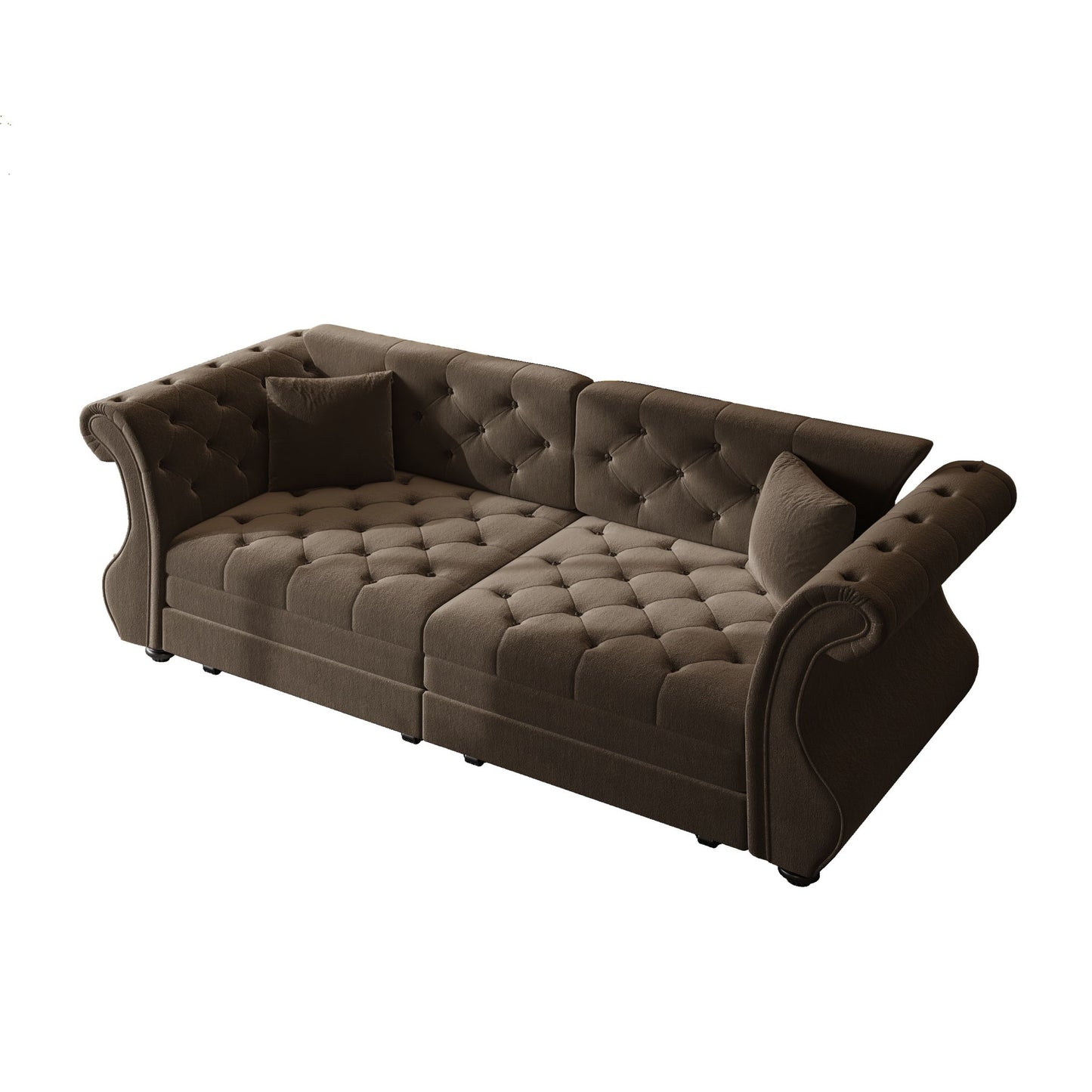 Oversized Chesterfield Pull Out Sofa Bed, Roll Arm Couch With Flower Tufting For Living Room Home Essentials