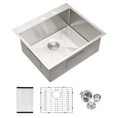 Drop In Kitchen Sink, 16 Gauge Stainless Steel, Single Bowl, Topmount Basin Daily Nest