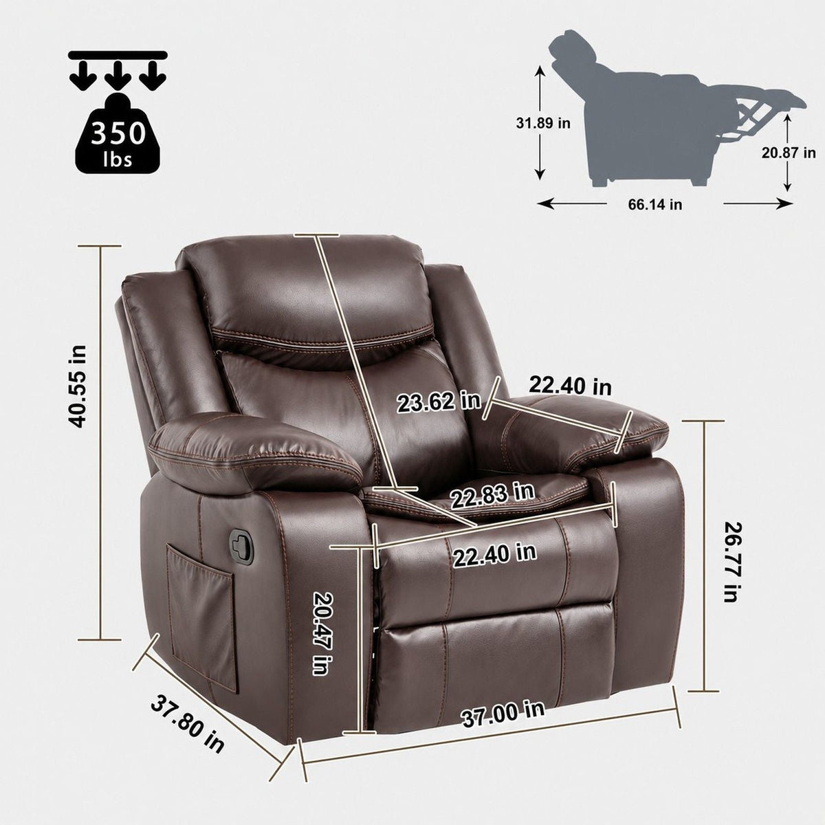 Rocker Recliner Chair With Manual Recline And 360° Swivel Base Home Essentials