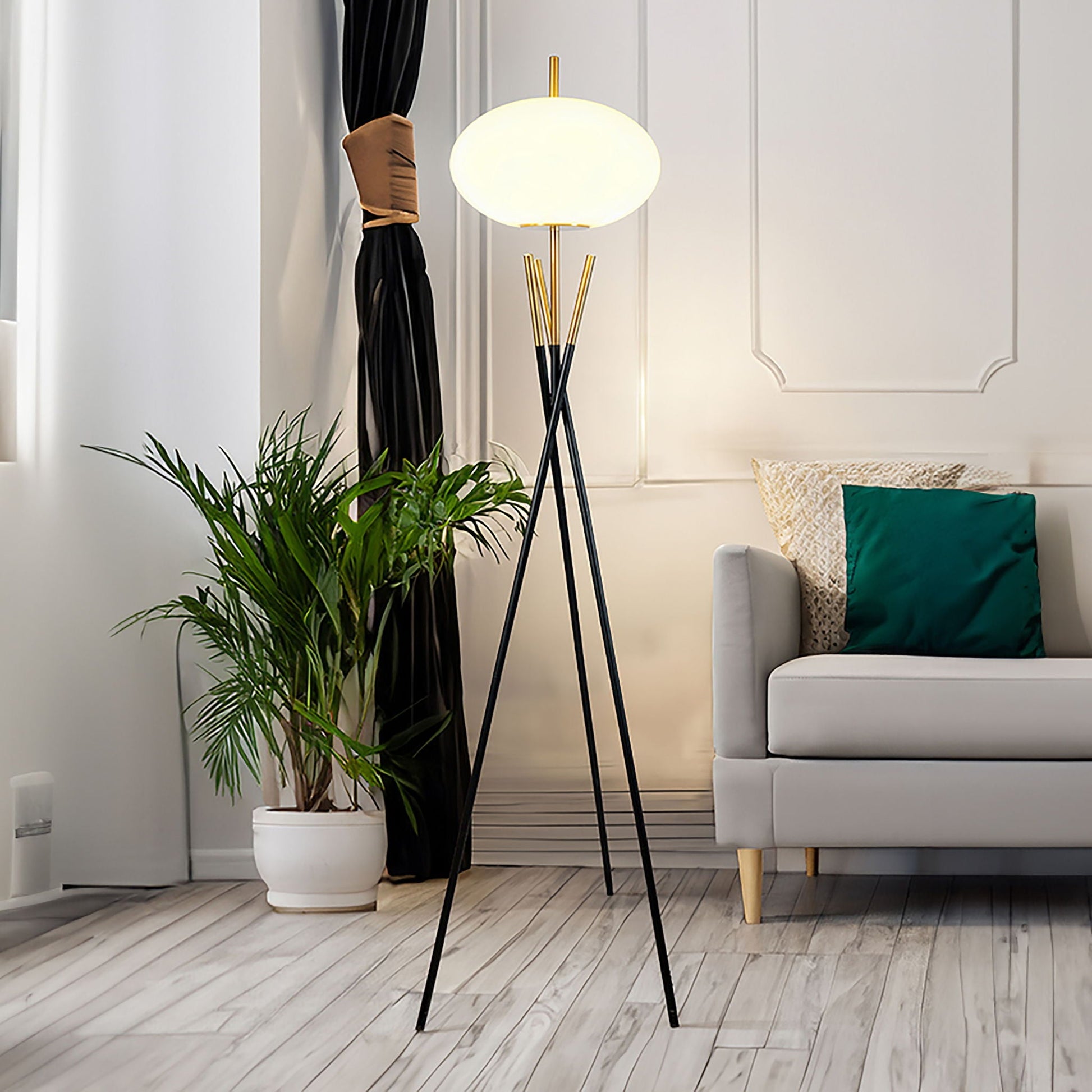 Floor Lamp - Black / Gold Crown Mark