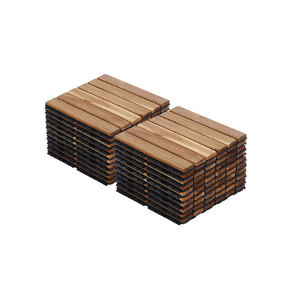 Interlocking Deck Tiles Striped Pattern, Waterproof Anti Mildew Brown Daily Nest