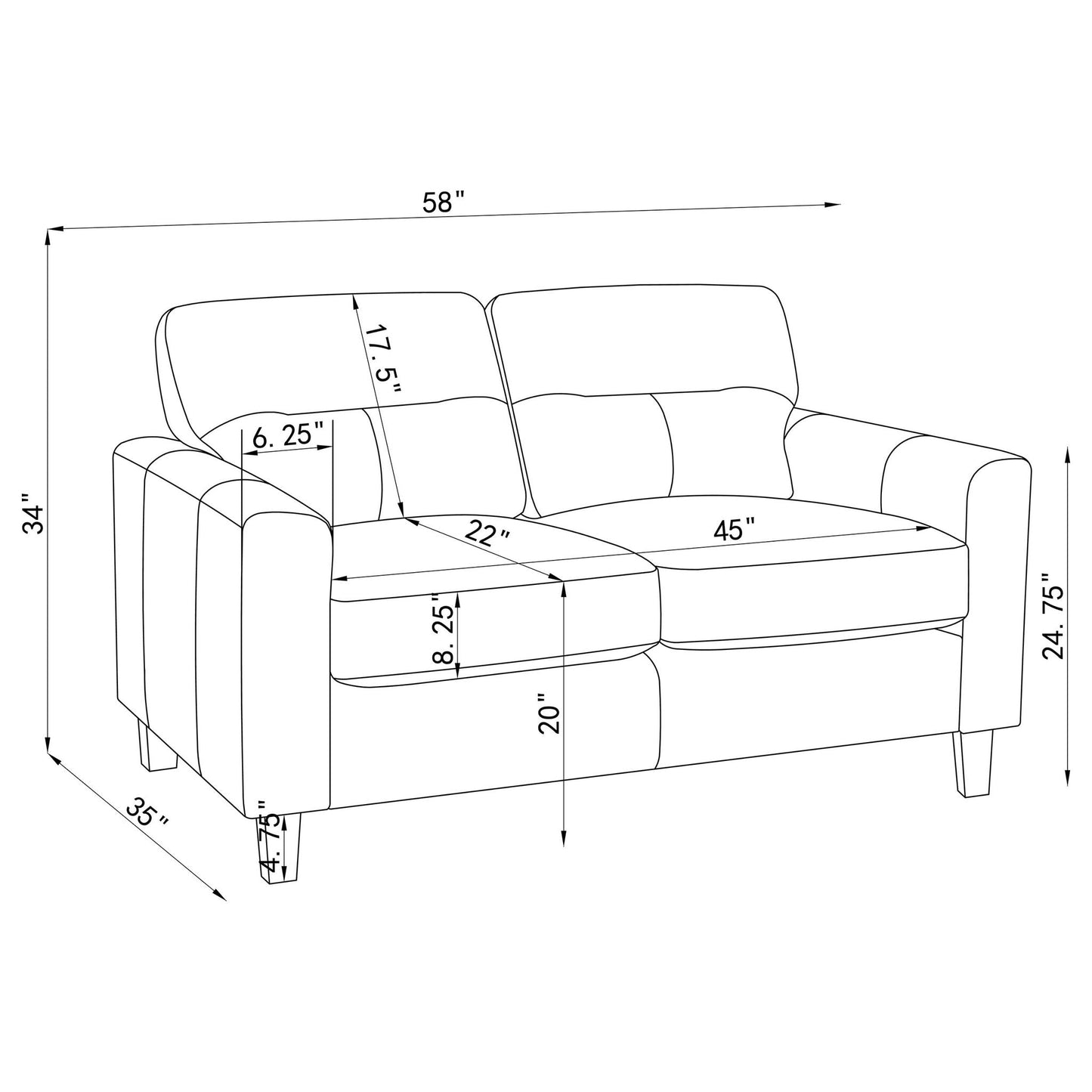 Remington - Loveseat With Track Arms Furniture Max