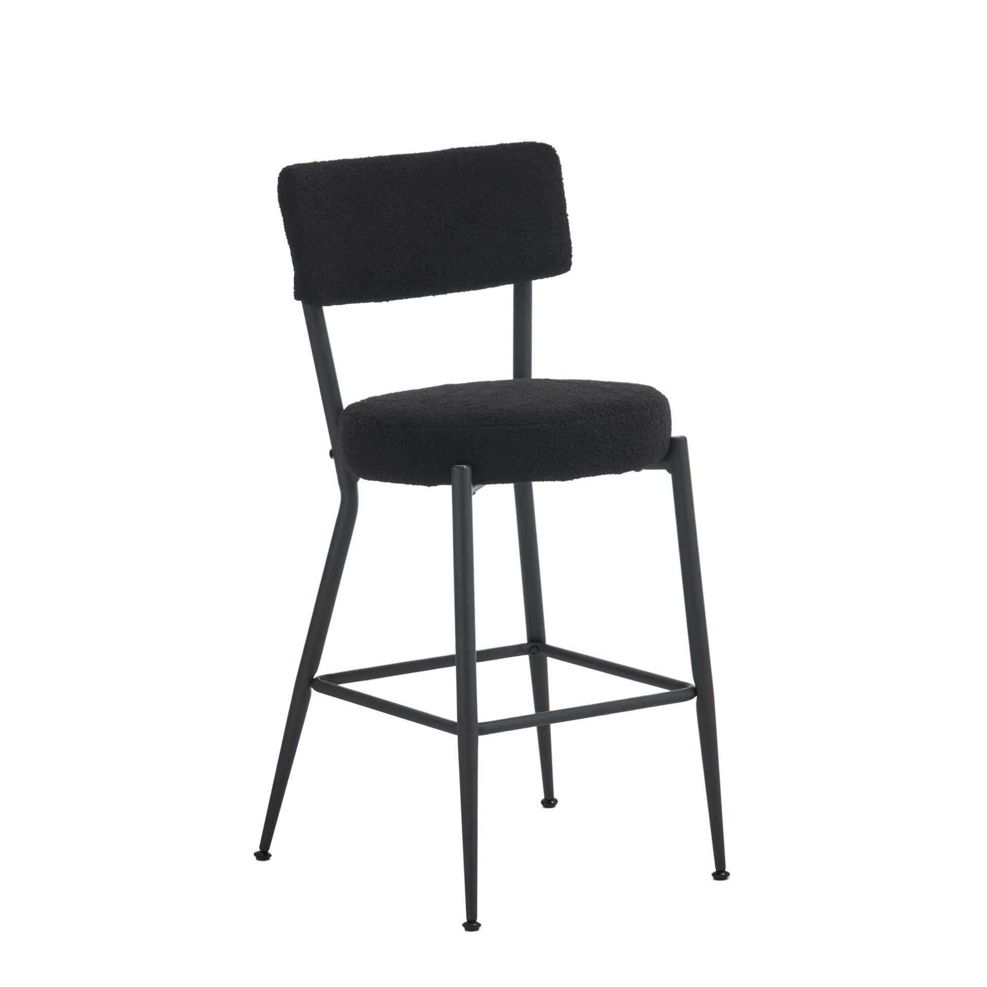 Modern Teddy Fabric Upholstered Bar Stools - Black Legs Home Essentials