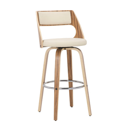Cecina - Mid-Century Modern Fixed Height Barstool With Swivel (Set of 2) - Zebra / Cream Lumi Source