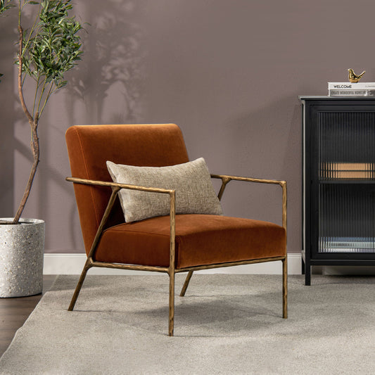 Aerin - Hammered Brass Upholstered Accent Arm Chair Jennifer Taylor Home