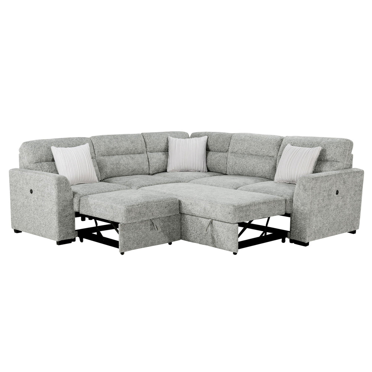 Emiliano - Sectional Sofa With 3 Pillows - Nickel Global Furniture USA