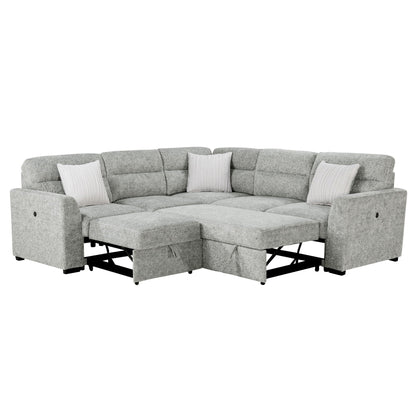 Emiliano - Sectional Sofa With 3 Pillows - Nickel Global Furniture USA