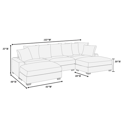 5 Piece Modular Sectional Set Couch With LAF & RAF Chairs, Living Room Furniture - Dark Gray Home Essentials