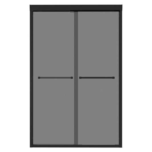 Double Sliding Glass Shower Door 8Mm Tempered Glass With Stainless Steel Frame - Matte Black Daily Nest