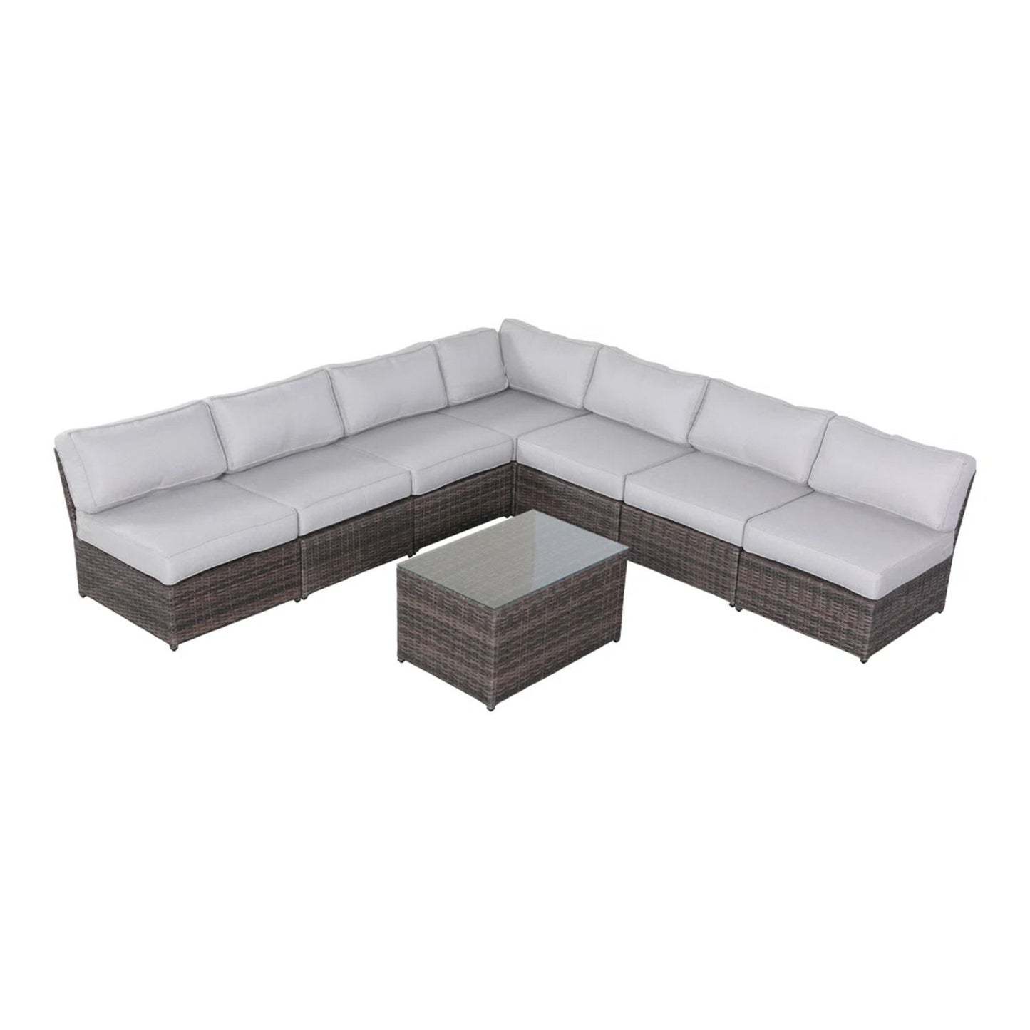 Comfortable Modern Patio Rattan Sectional Set With Cushions LSI Patio Furniture