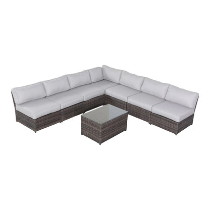 Comfortable Modern Patio Rattan Sectional Set With Cushions LSI Patio Furniture