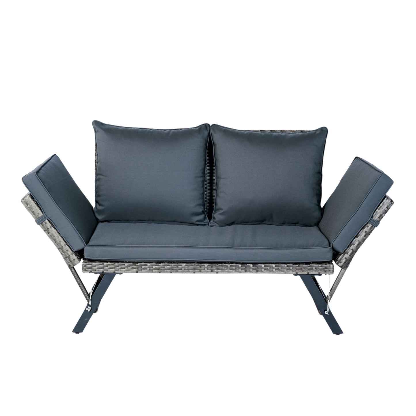 1 Pieces Patio Wicker Side Foldable Bench Patio Backyard Conversation Bench Gray Wicker - Dark Gray Home Essentials