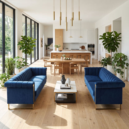 2 Piece Sofa Set With Tufted Back And Deep Seating Home Essentials