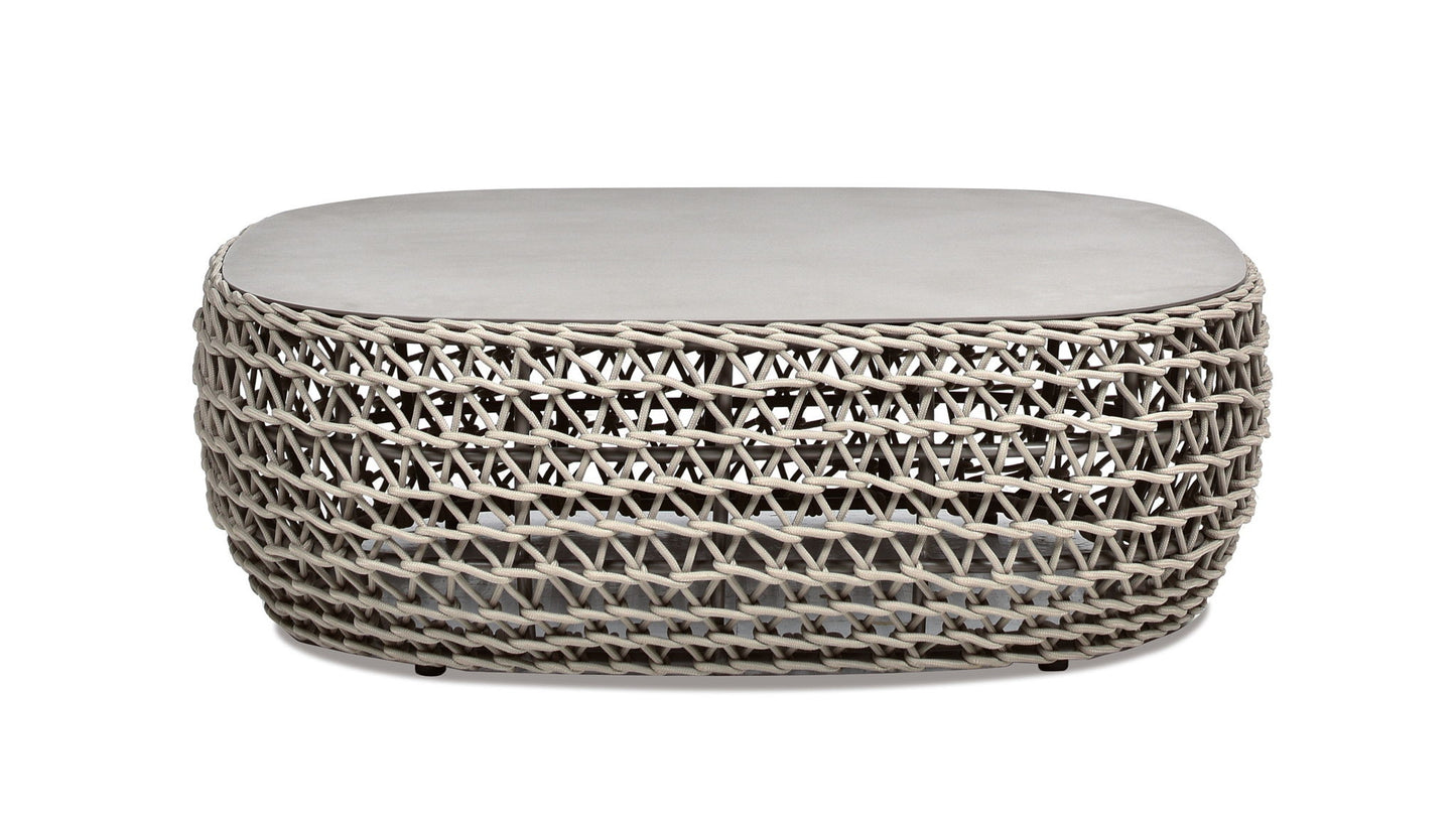 Willow - Oval Woven Patio Coffee Table, Wicker Frame Jennifer Taylor Home
