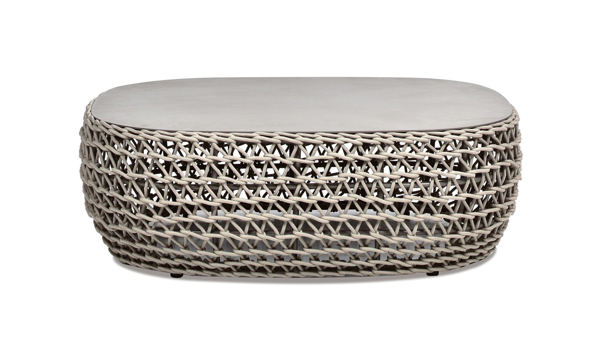 Willow - Oval Woven Patio Coffee Table, Wicker Frame Jennifer Taylor Home