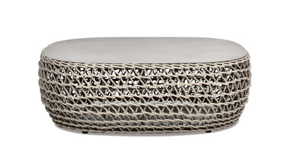 Willow - Oval Woven Patio Coffee Table, Wicker Frame Jennifer Taylor Home