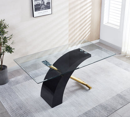 Stylish Dining Room Table, Luxury Glass Top Dining Table, Modern Design For Your House - Black Home Essentials