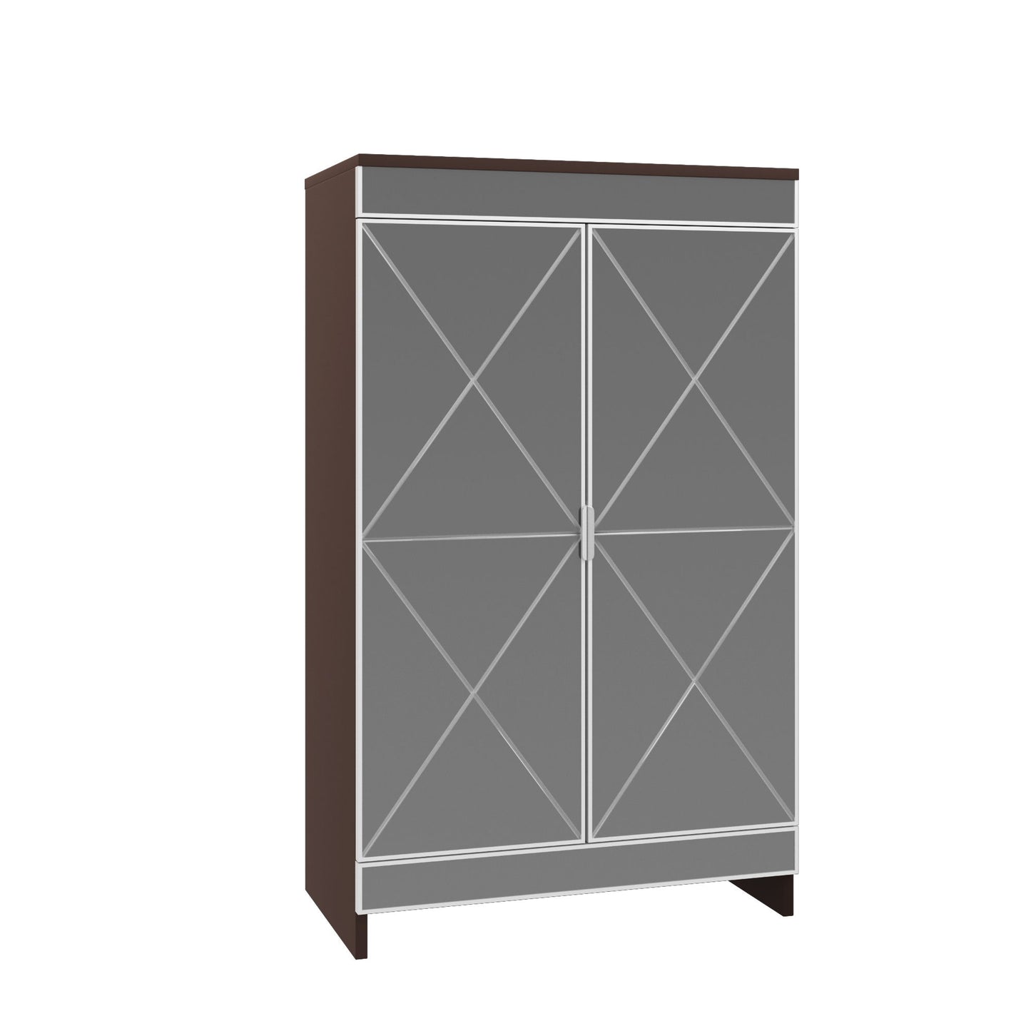 Elegant Decor Mirrored Shoe Cabinet With Edging Double Door Storage Cabinets Glass - Brown / Silver / Gray Daily Nest