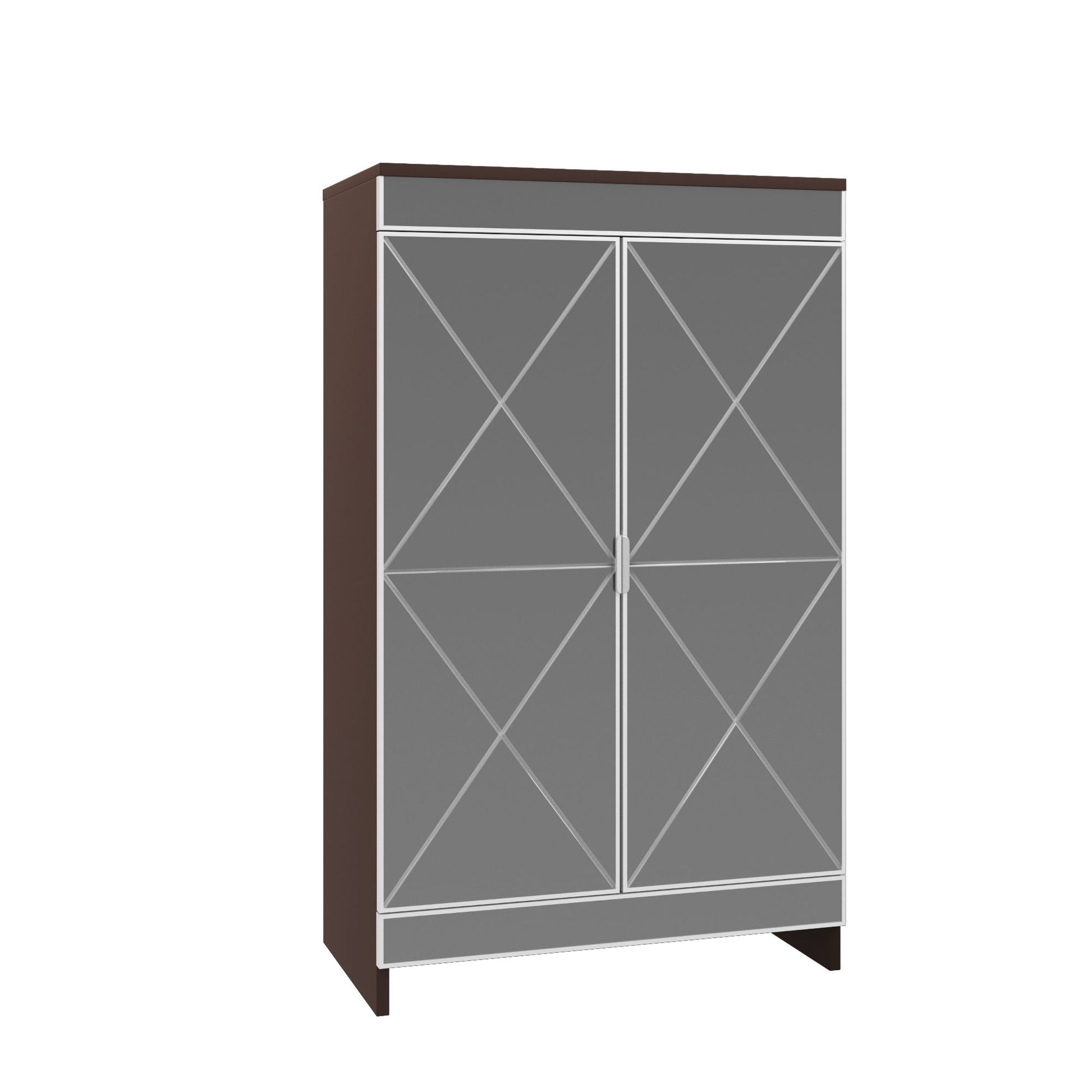 Elegant Decor Mirrored Shoe Cabinet With Edging Double Door Storage Cabinets Glass - Brown / Silver / Gray Daily Nest