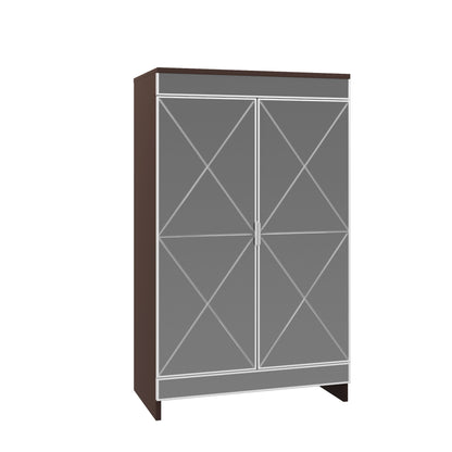 Elegant Decor Mirrored Shoe Cabinet With Edging Double Door Storage Cabinets Glass - Brown / Silver / Gray Daily Nest