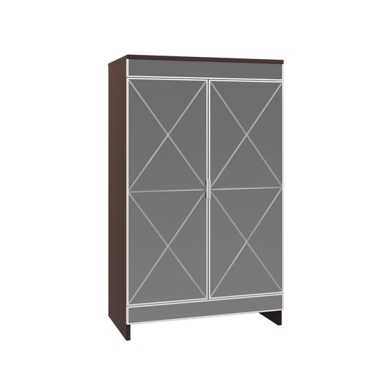 Elegant Decor Mirrored Shoe Cabinet With Edging Double Door Storage Cabinets Glass - Brown / Silver / Gray Daily Nest