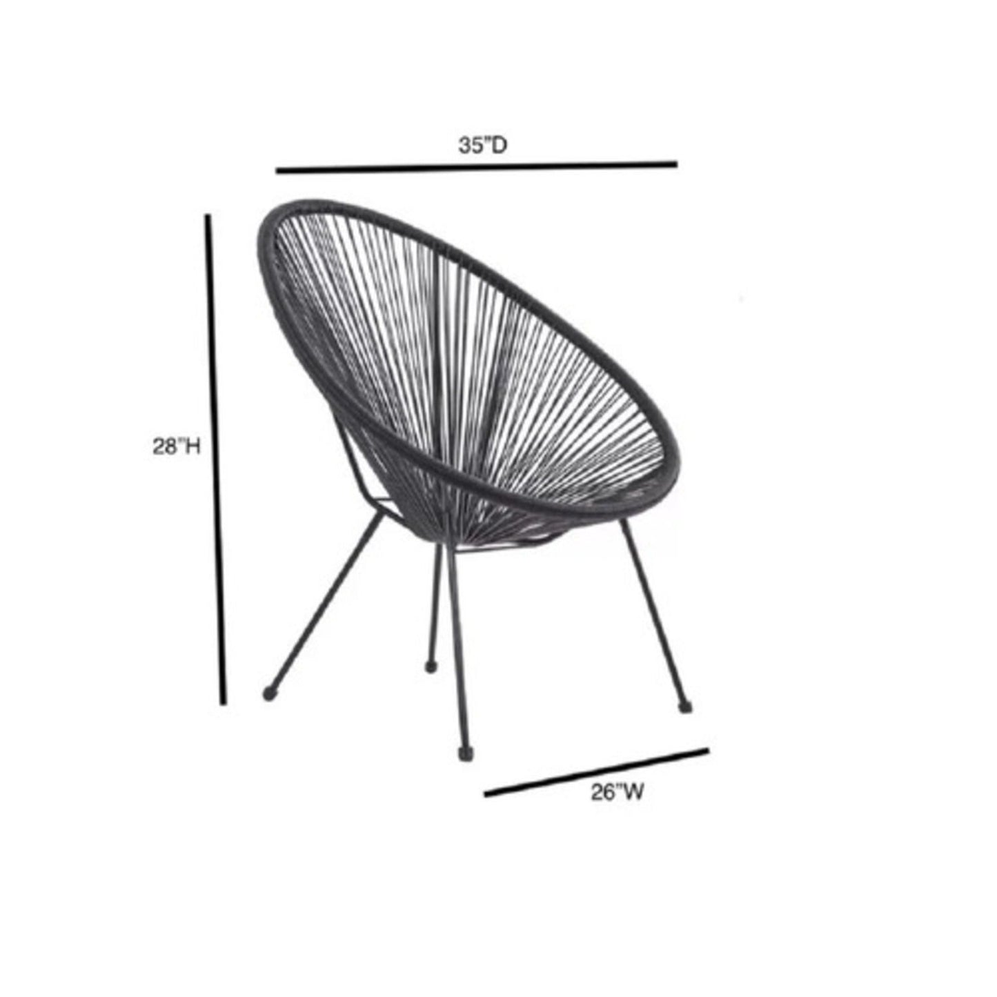 Modern Egg Shaped String Chairs (Set of 2) LSI Patio Furniture