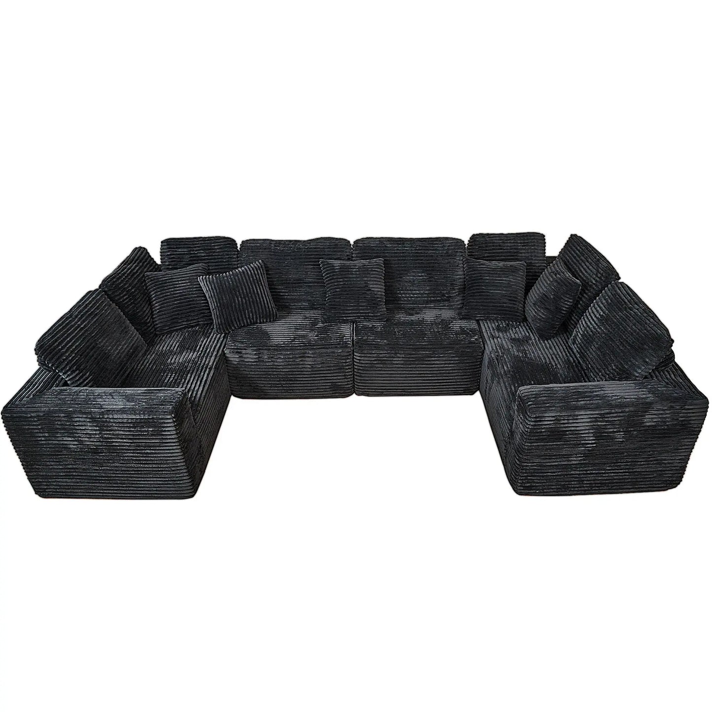 Modular U-Shaped Sectional Sofa, 6 Seater Chaise Lounge With Reversible Design - Black Home Essentials