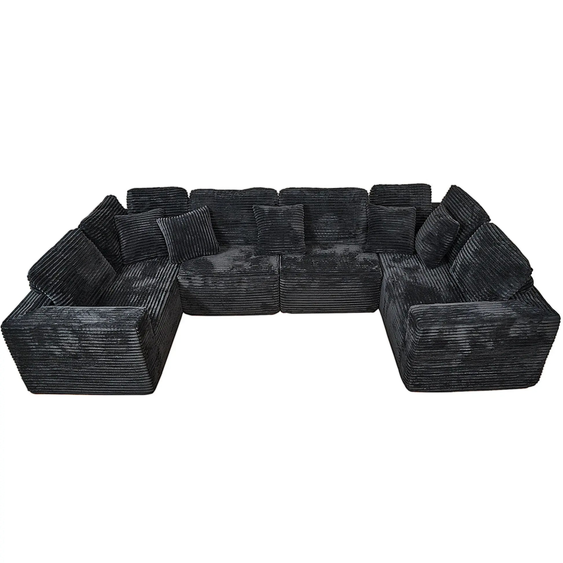 Modular U-Shaped Sectional Sofa, 6 Seater Chaise Lounge With Reversible Design - Black Home Essentials