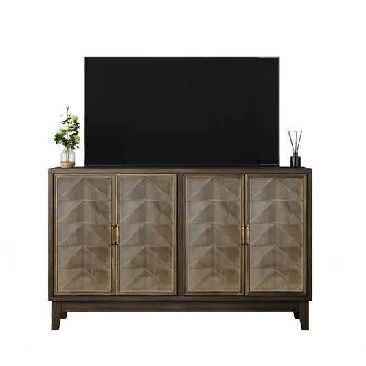 Vintage Sideboard Buffet Cabinet With Storage, Large Accent Cabinet Sideboard With 4 Doors, Storage Cabinet With Storage Console Table, For Kitchen Dinning Room Living Room Hallway Or Entryway - Brown Home Essentials