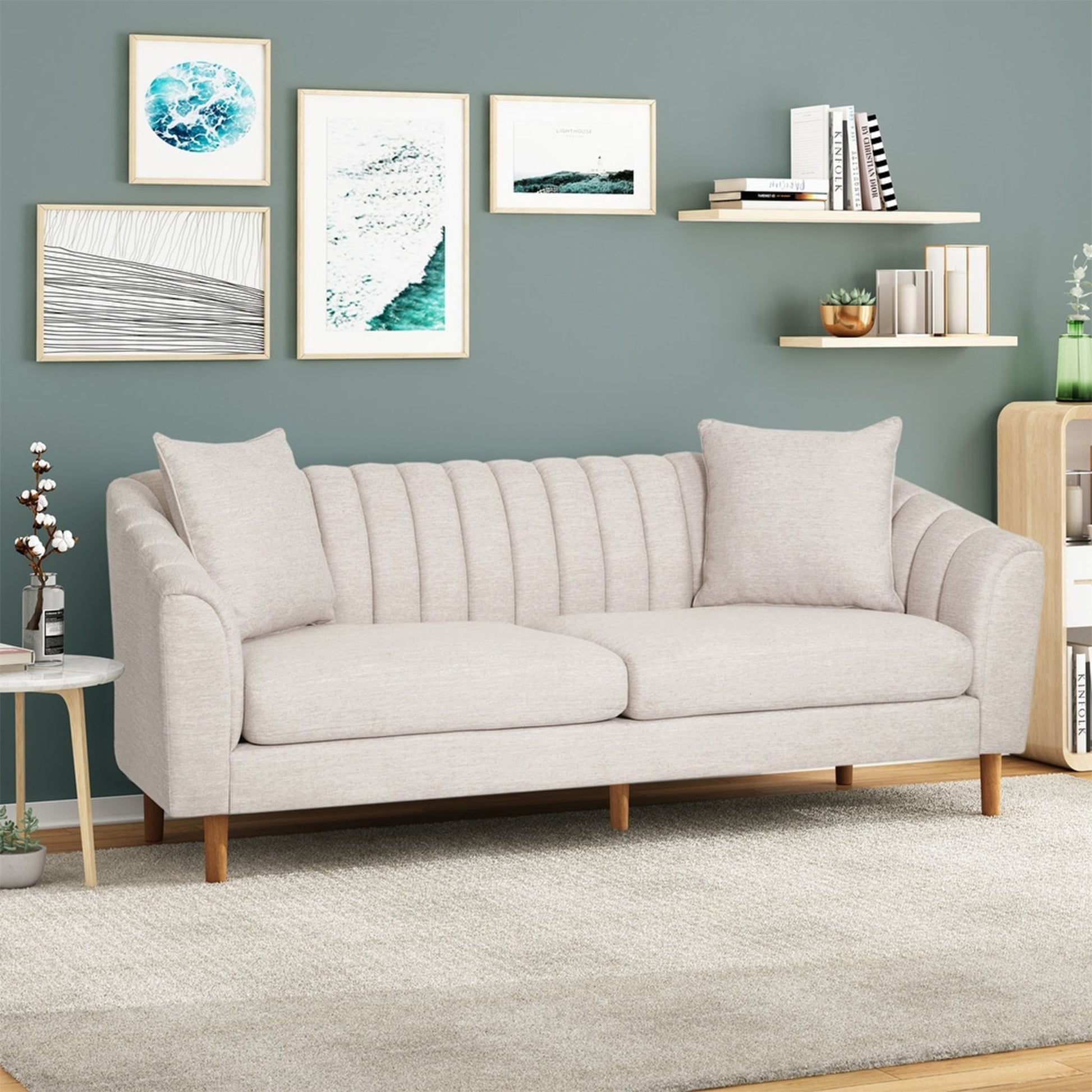 Contemporary 3 Seater Sofa With Accents Noble House