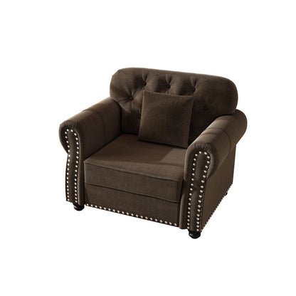 Upholstered Sofa With Nailhead Trim And Rolled Armrests Home Essentials