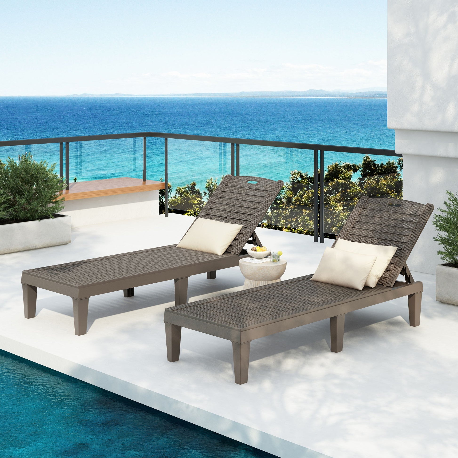 2 Piece Outdoor Chaise Lounges With Adjustable Backrest Hearth and Haven