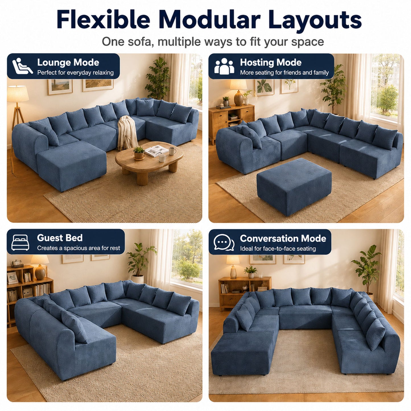 8 Seater U-Shaped Couch With Ottoman Home Essentials