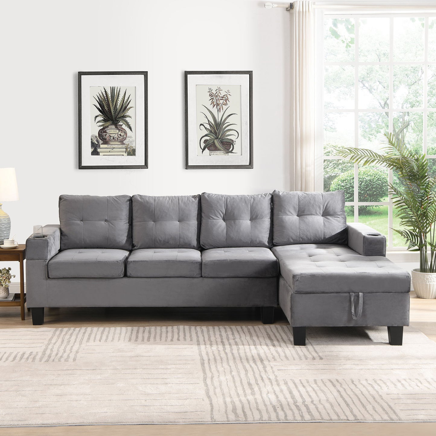 Modern Sectional Sofa Set With L Shape Chaise Lounge And Storage Home Essentials