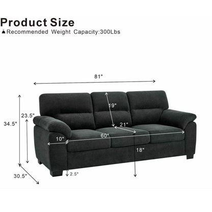 3 Seater Sofa With Padded Armrests And Triangular Leg Home Essentials