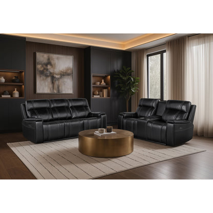 Gary - Power Reclining Loveseat With Cooler In Center Console - Black Global Furniture USA