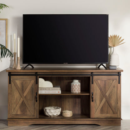 Farmhouse Sliding X Barn Door TV Stand Walker Edison