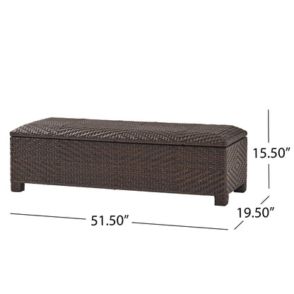 Santiago - Wicker Storage Bench - Brown Multi Noble House