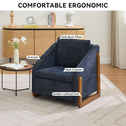 Modern Upholstered Armchair With Wooden Side Frame Home Essentials
