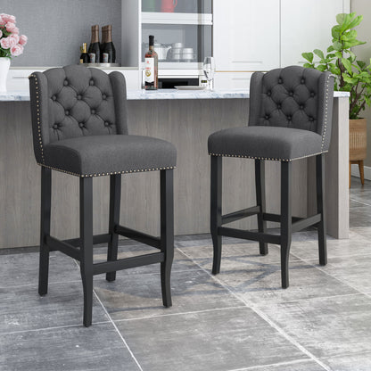 Vienna - Contemporary Fabric Tufted Wingback Counter Stools (Set of 2) Noble House
