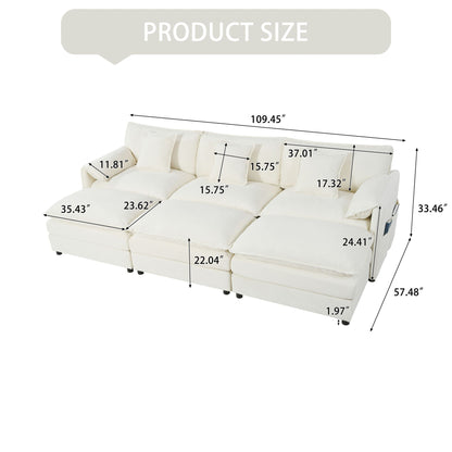 Modern Comfy Deep Seat Modular Sectional Sofa Cloud Couch With Ottoman Home Essentials