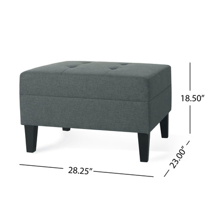 Classic Fabric Ottoman With Birch Wood Legs And High Quality Foam Padding - Charcoal Noble House