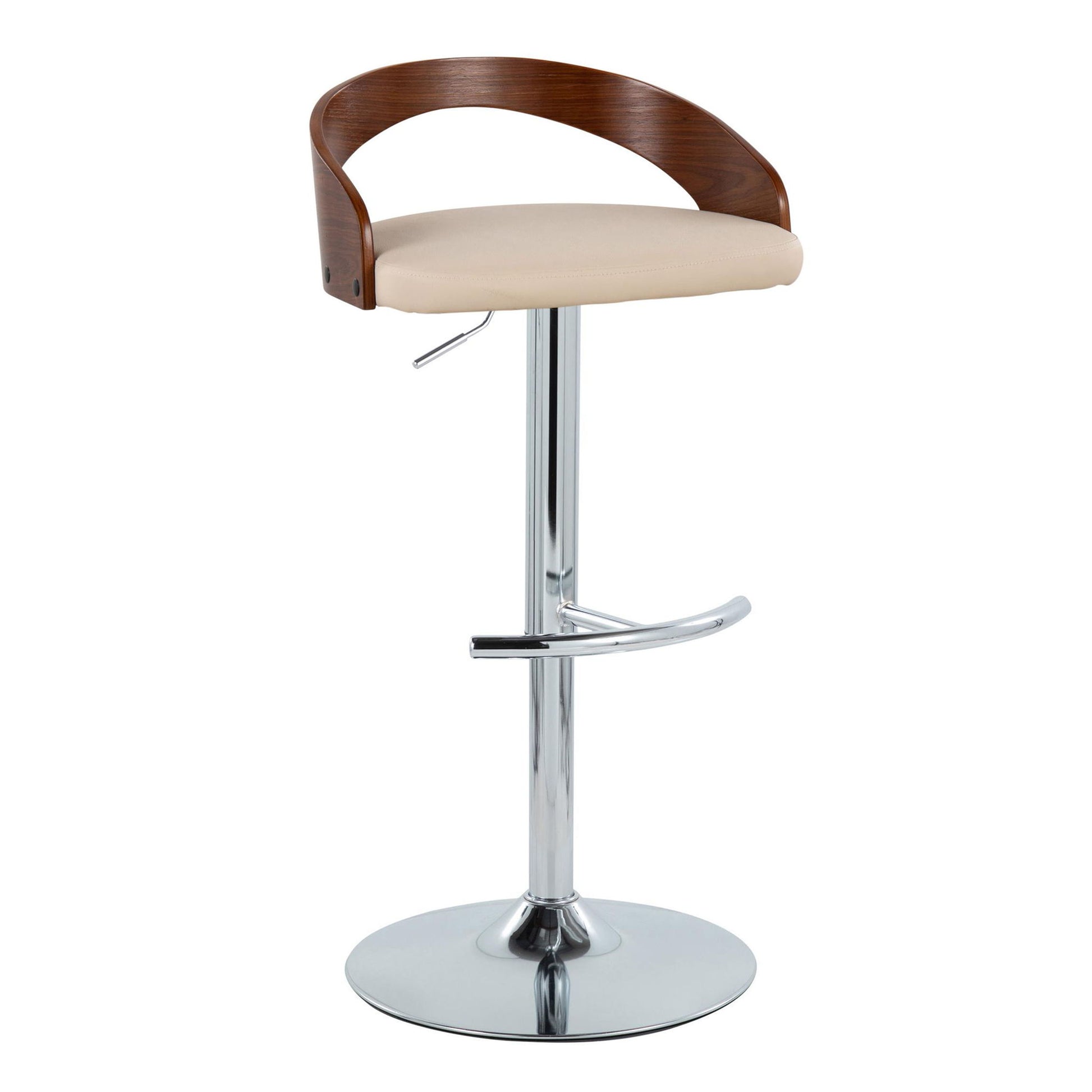 Grotto - Contemporary Adjustable Barstool & Swivel With Rounded T Footrest (Set of 2) Lumi Source
